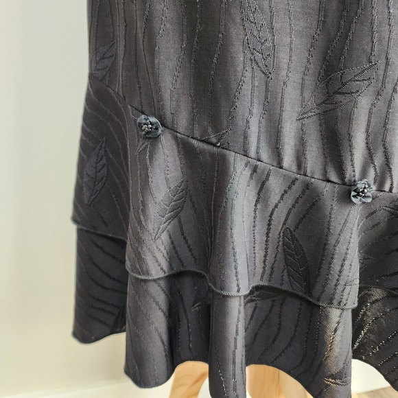 HYR Ruffle Flounce Skirt Womens XL Black Midi Jacquard Witchy Goth Whimsigoth - Picture 5 of 13